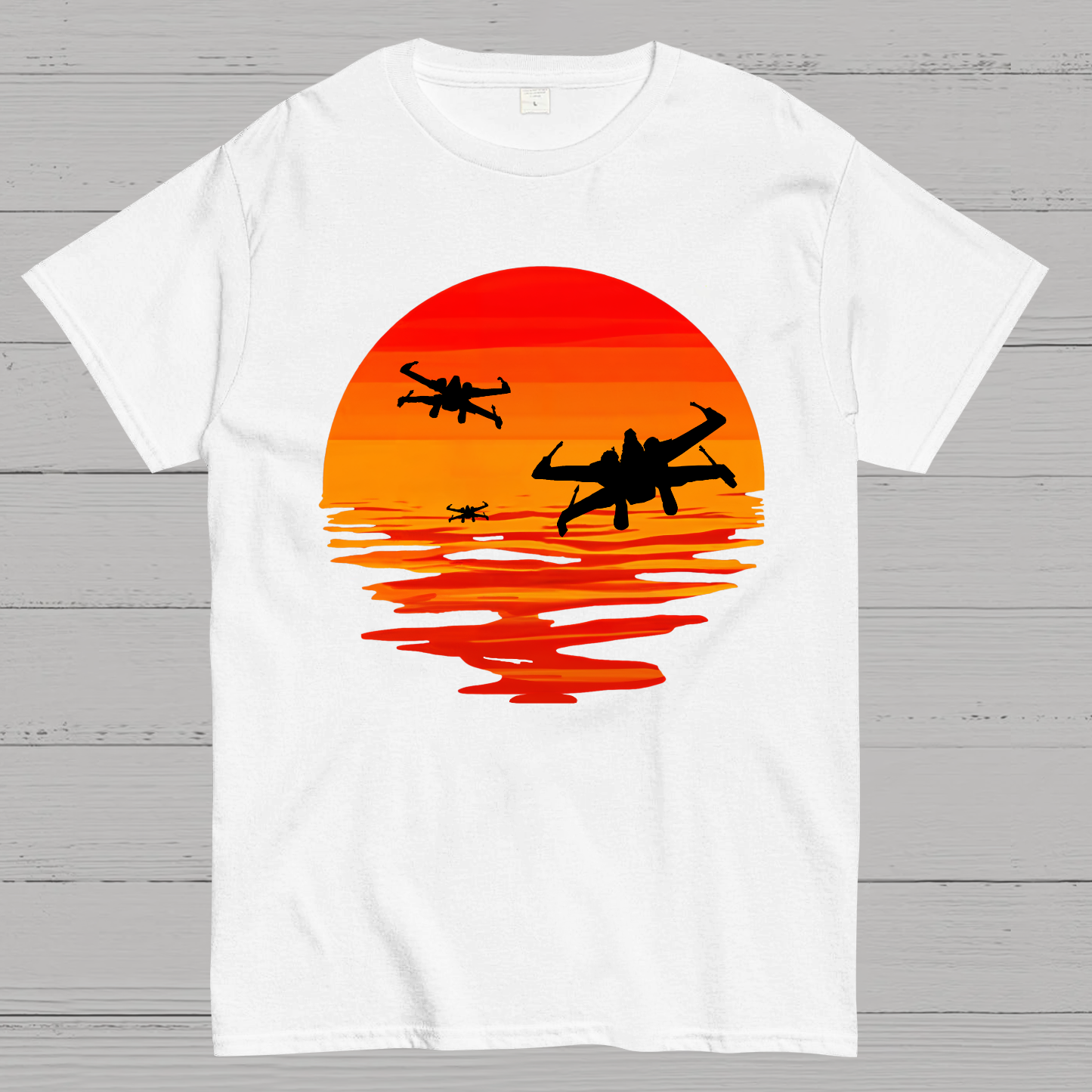 X-wing Starfighter And Sea Sunset  T-Shirt