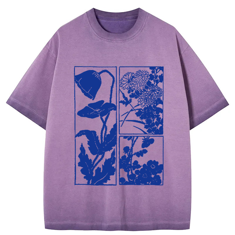 bbb Woodcut Flowers Gradient Washed T-Shirt