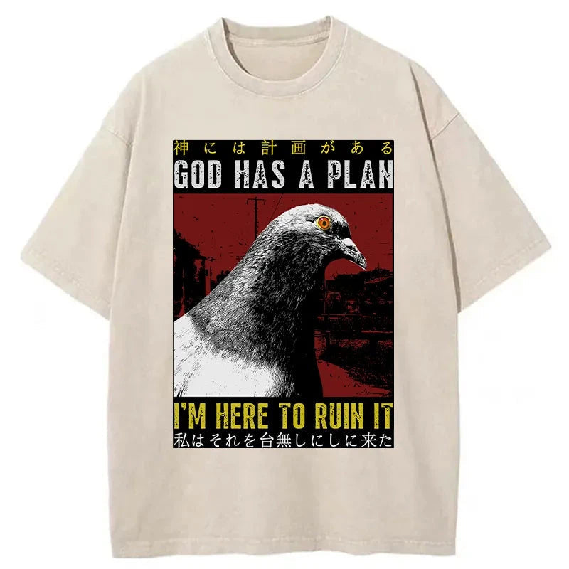 bbb Pigeons That Want To Break The Plan Washed T-Shirt