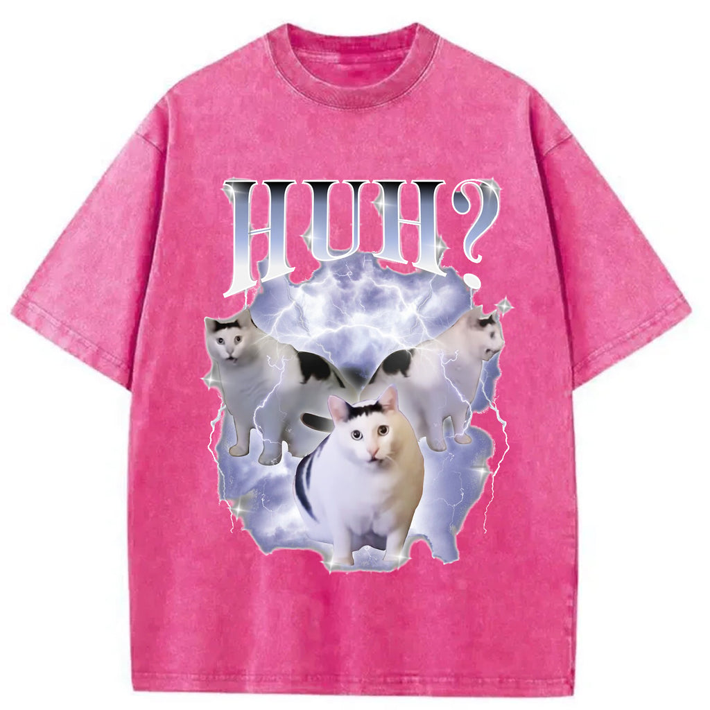 bbb Huh Cat Chonky Ben Meme Washed T-Shirt