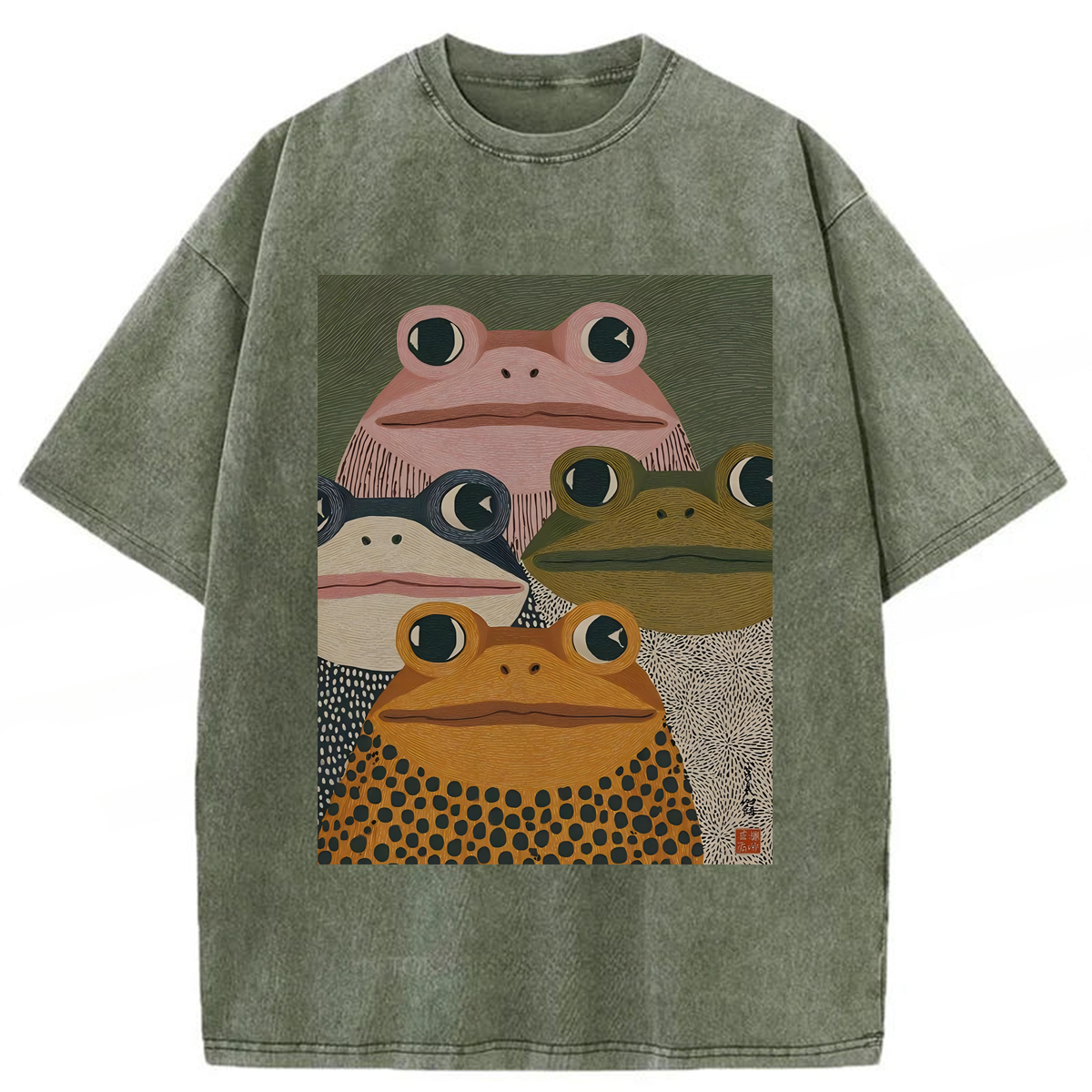 bbb Japanese Frogs Washed T-shirt