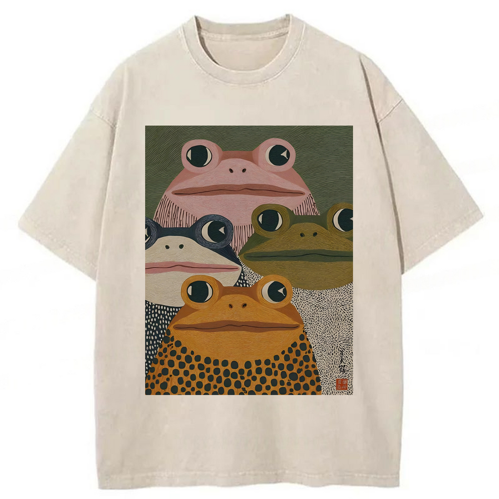 bbb Japanese Frogs Washed T-shirt