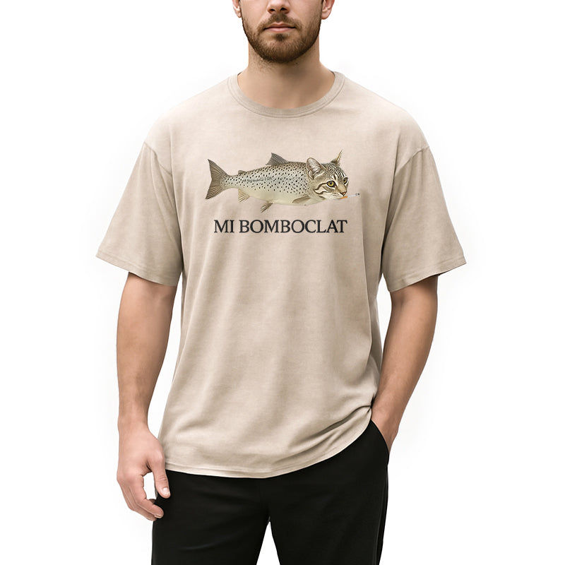 bbb Bomboclat Fish Cat Meme Washed T-Shirt