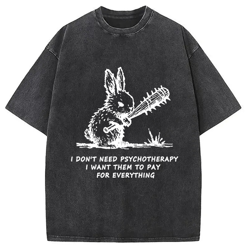 bbb Violent Rabbit Funny Washed T-Shirt
