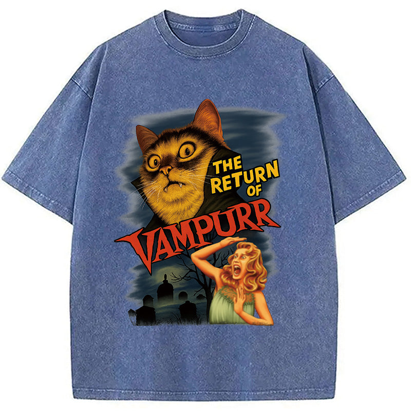 bbb The Return of Vampurr The Halloween Cat Washed T-Shirt