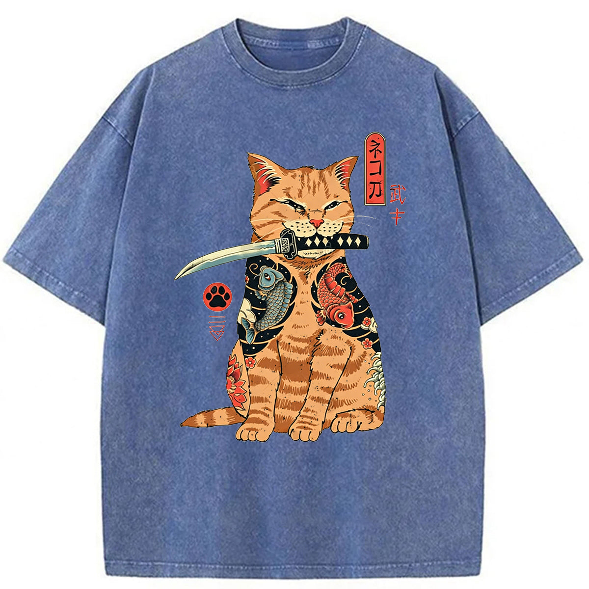 bbb Samurai Cat Washed T-shirt