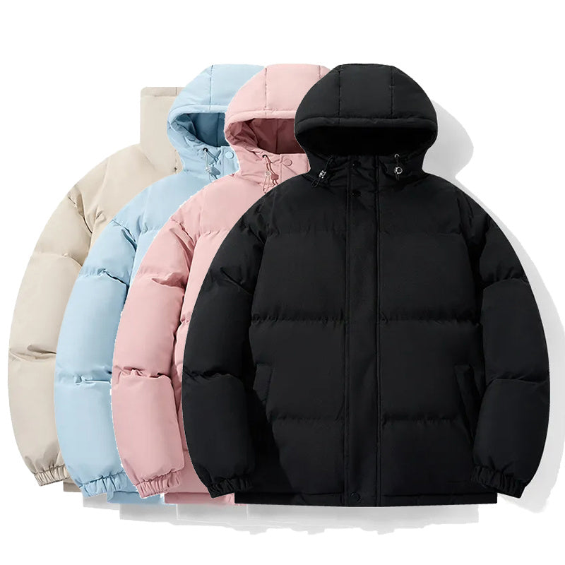 Insulating Puffer Coat - Hooded Boxy Short, Chenille