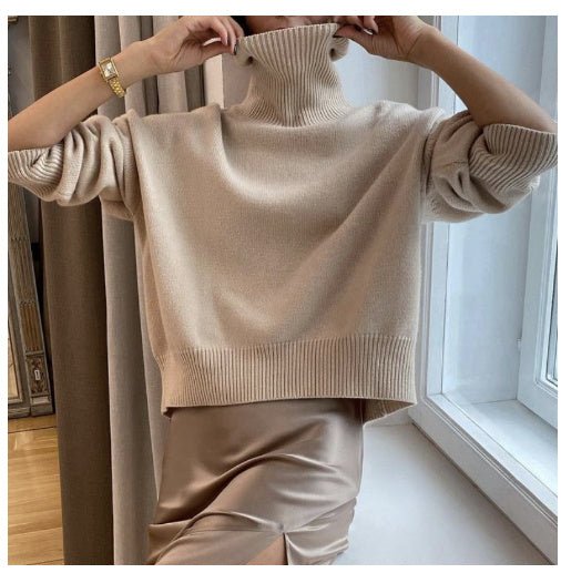Soft Cozy Women Turtleneck Sweater - Oversized Pullover