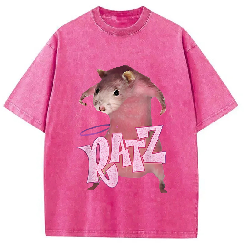 bbb Funny Ratt Pink RATZ Washed T-Shirt