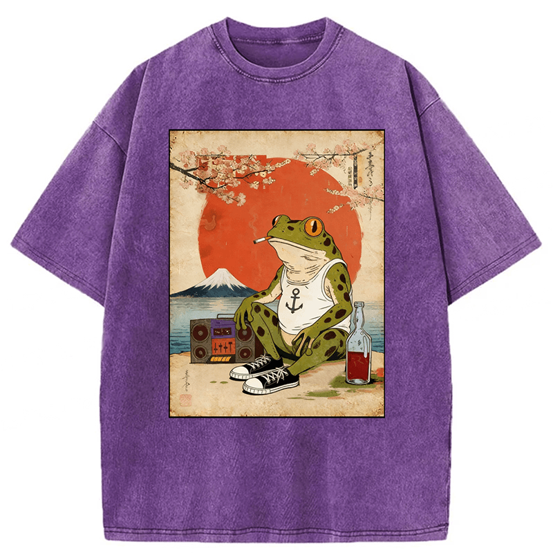bbb Japanese Style Frog Washed T-shirt