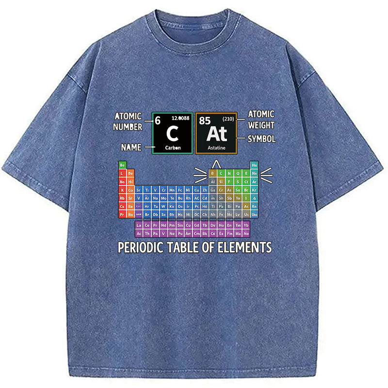 bbb Cat Periodic Table Chemistry Washed T-Shirt