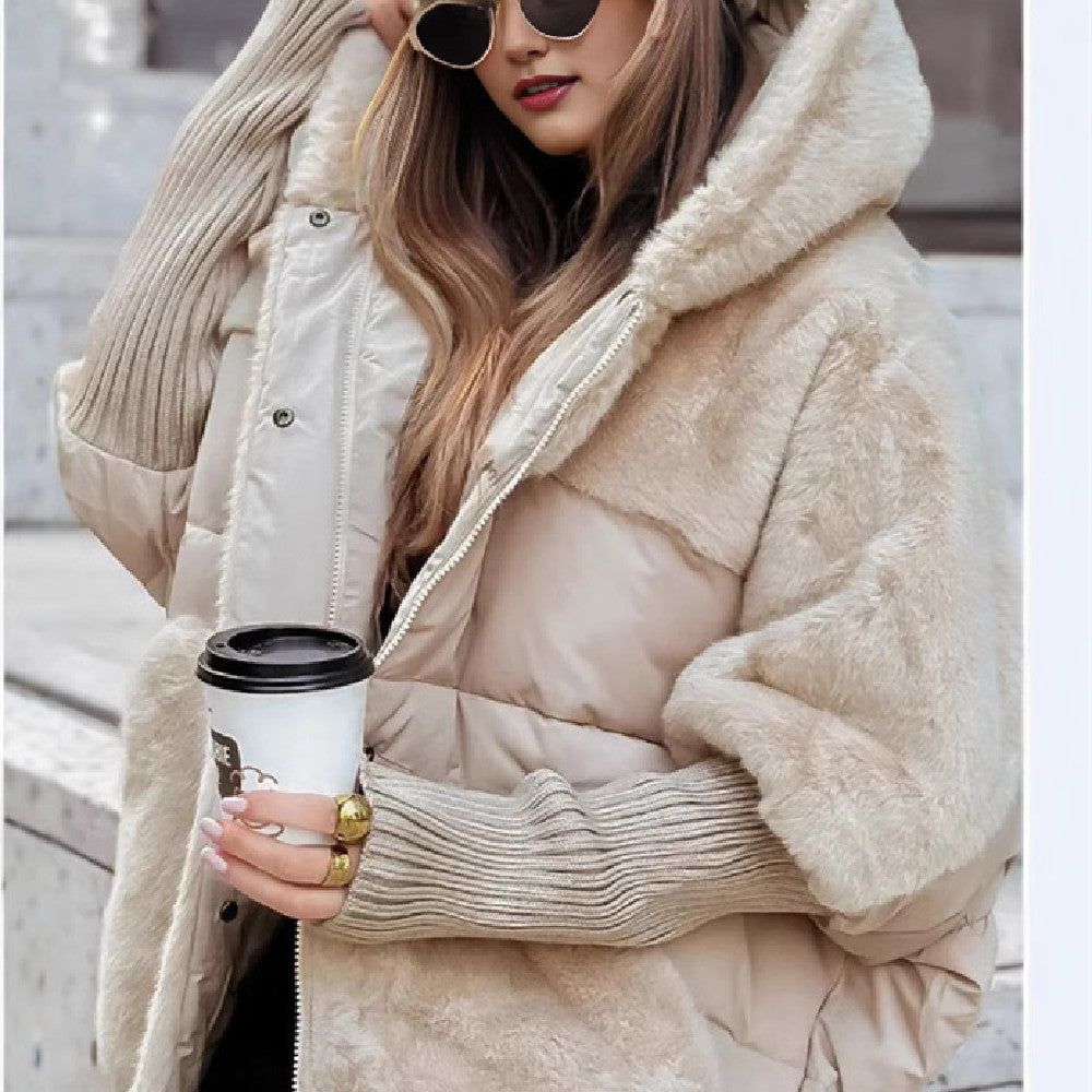 Insulating Womens Hooded Coat - Oversized Faux Fur Winter