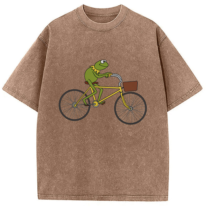 bbb Kermit Riding A Bike Washed T-Shirt