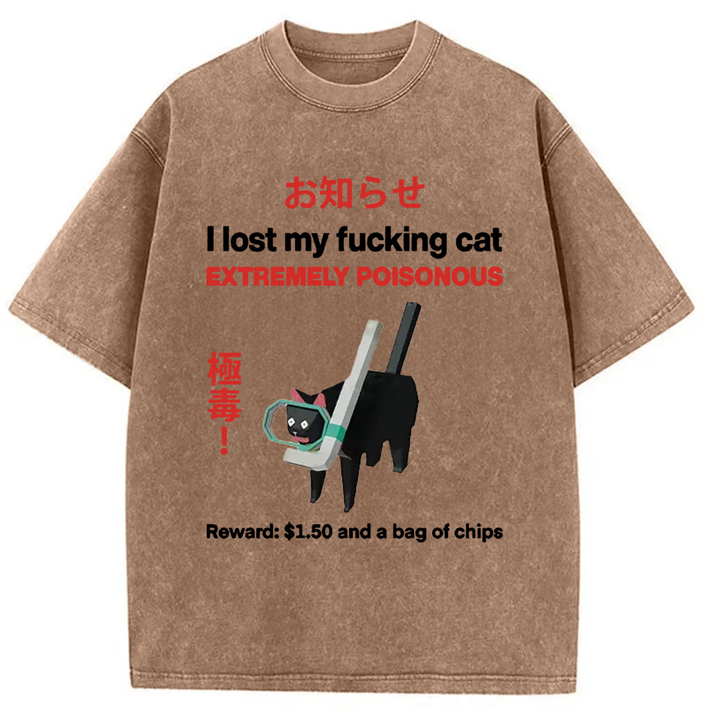 bbb Find The Toxic Cat Funny Washed T-Shirt