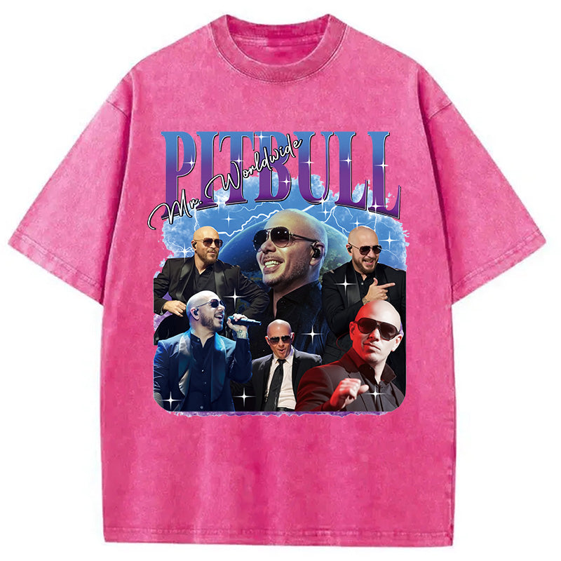 bbb Pitbull Mr.Worlwide Retro Washed T-Shirt