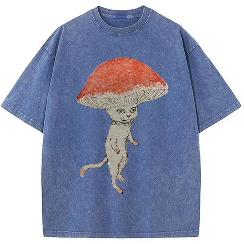 bbb Magic Mushroom Cat Washed T-Shirt