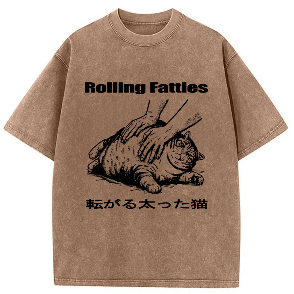 bbb Rolling Fatties Cat Washed T-Shirt