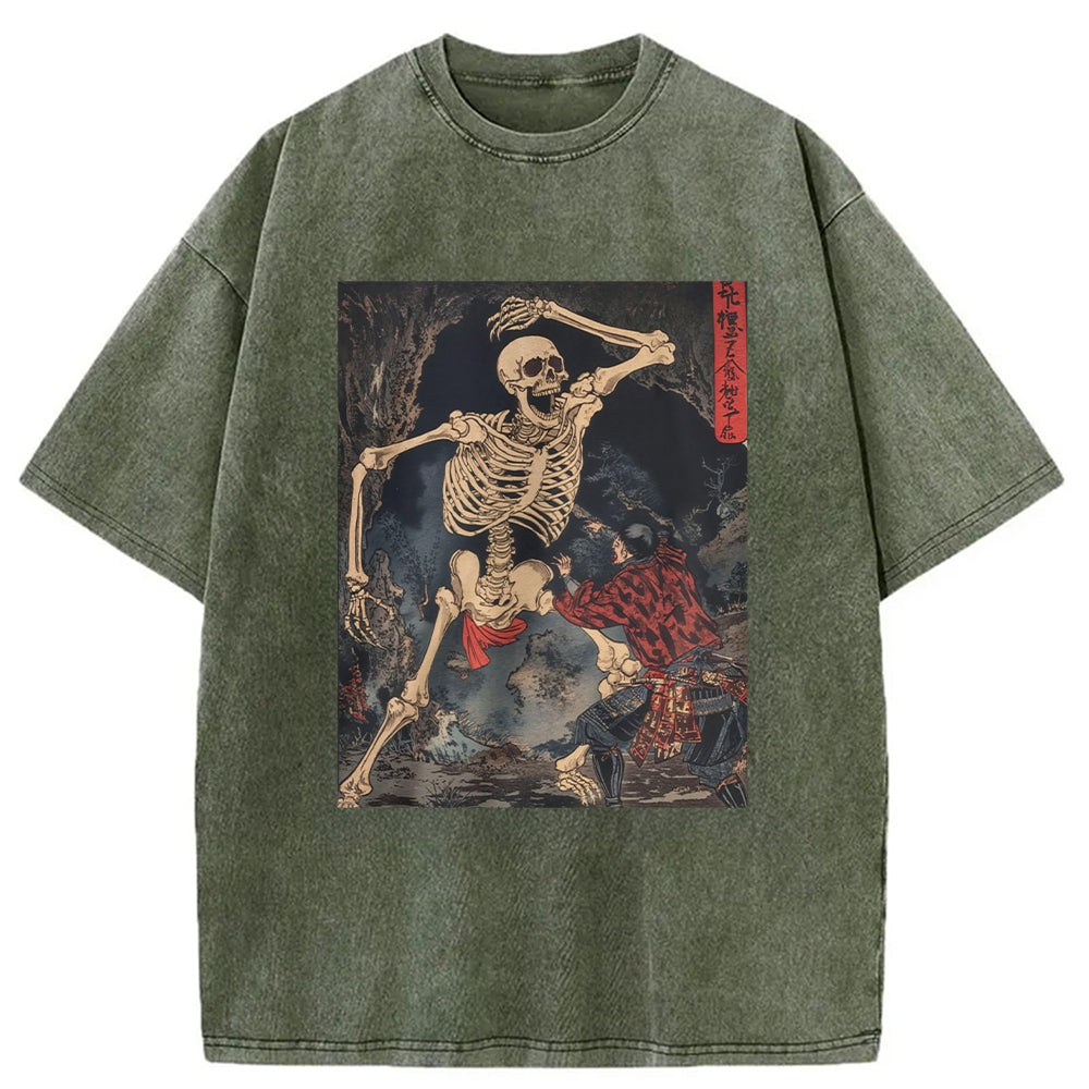 bbb Japanese Horror Skeleton Washed T-Shirt
