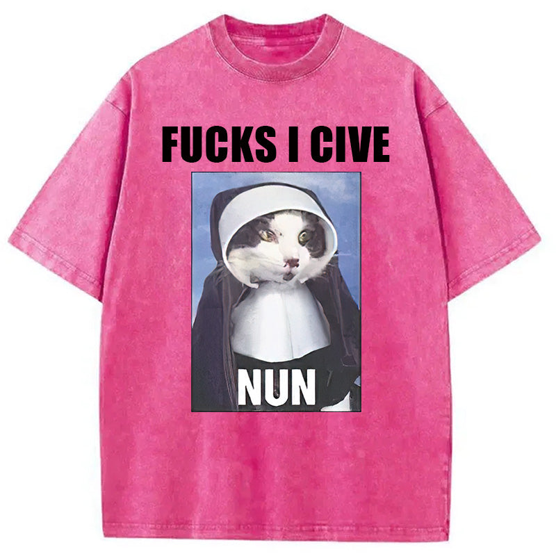 bbb F*cks I give Nun Cat Washed T-Shirt
