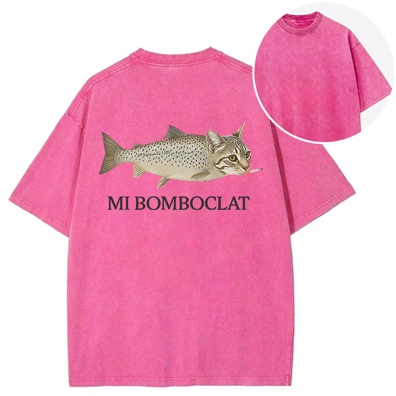 bbb Bomboclat Fish Cat Meme Back Washed T-Shirt