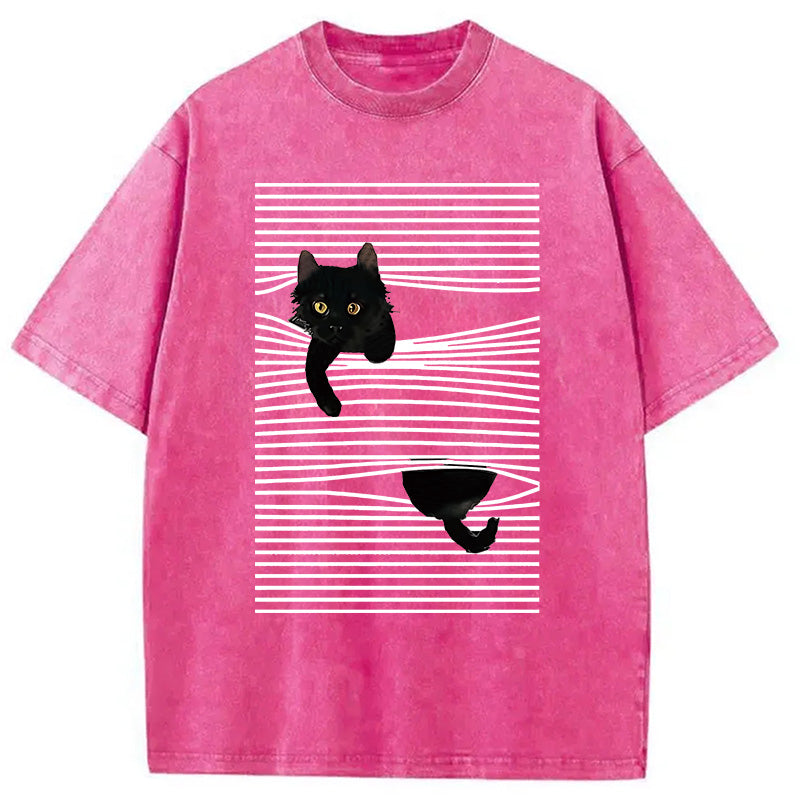bbb Cat Scratching Curtain Washed T-Shirt