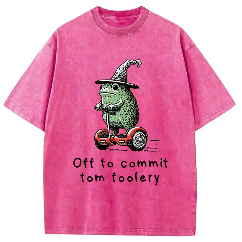 bbb Frog Riding A Balance Scooter Washed T-Shirt
