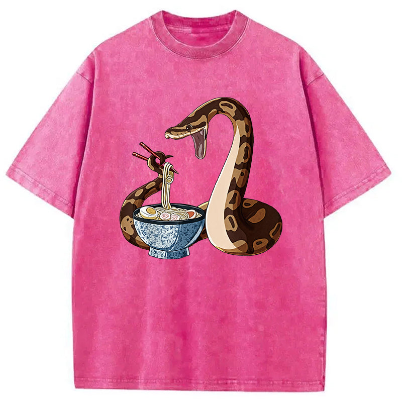 bbb Japanese Kawaii Ramen Snake Funny Washed T-Shirt