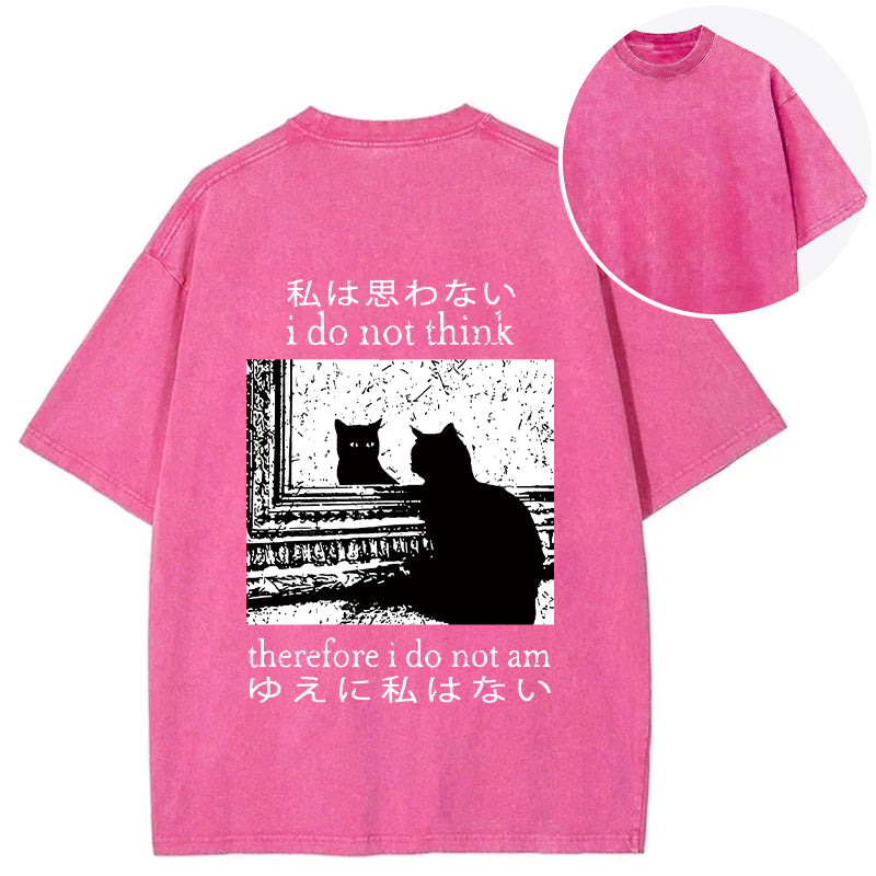 bbb Thinking Cat Back Washed T-Shirt