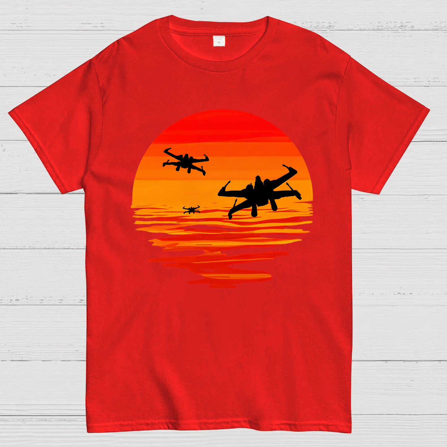 X-wing Starfighter And Sea Sunset  T-Shirt