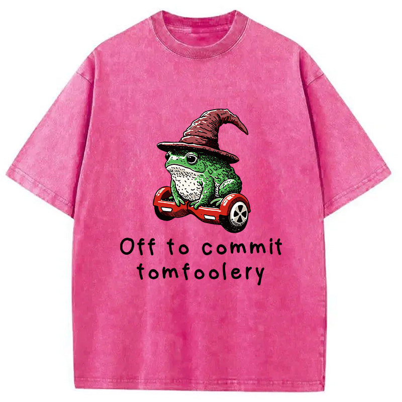 bbb Japanese Frog Riding A Balance Scooter Washed T-Shirt