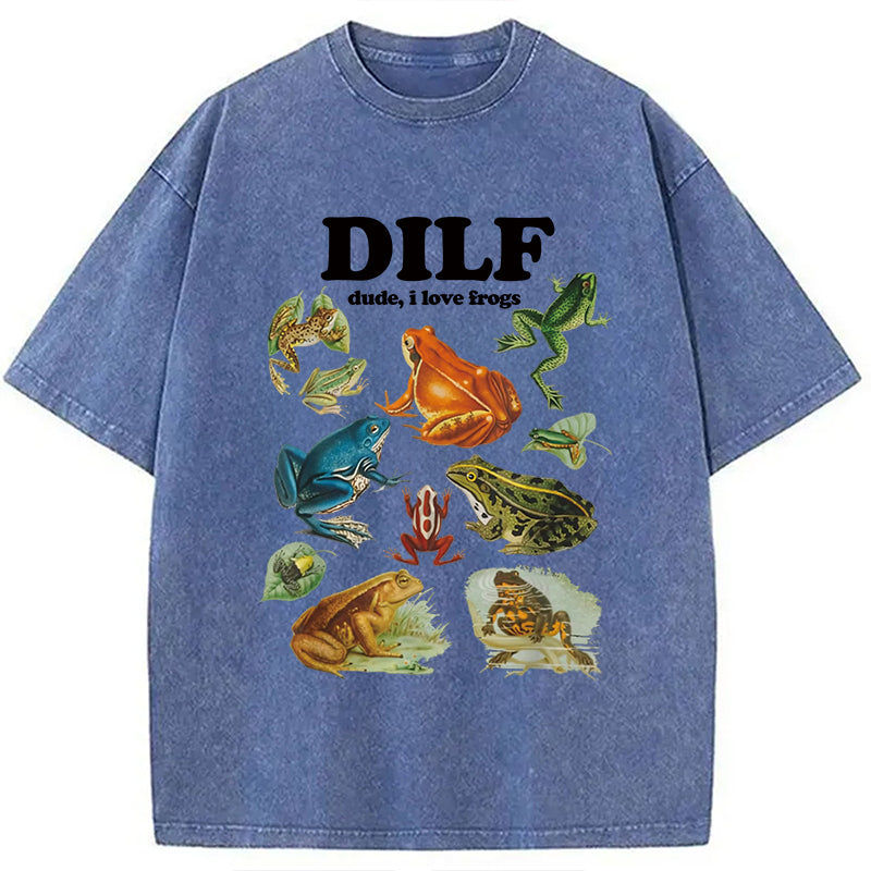 bbb Dude I Love Frog Washed T-Shirt