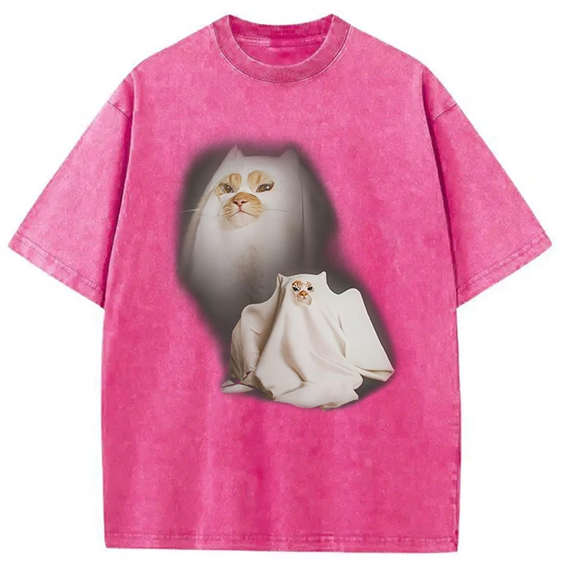 bbb Ghost Cat Meme Washed T-Shirt