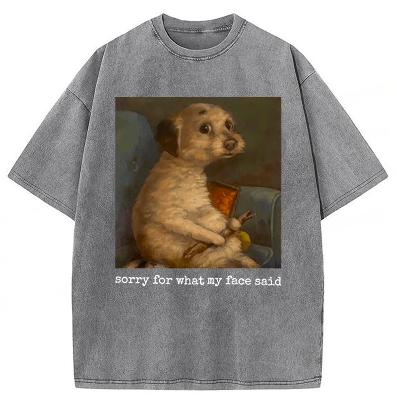bbb Sorry For What My Face Said Funny Mood Meme Washed T-shirt
