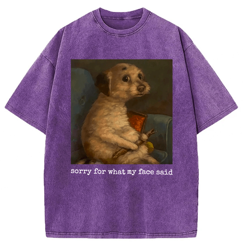 bbb Sorry For What My Face Said Funny Mood Meme Washed T-shirt