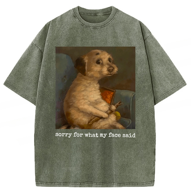 bbb Sorry For What My Face Said Funny Mood Meme Washed T-shirt