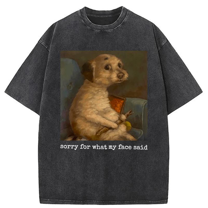 bbb Sorry For What My Face Said Funny Mood Meme Washed T-shirt