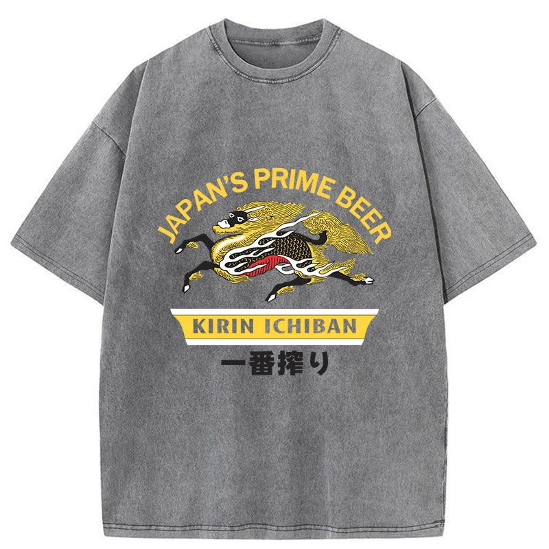 bbb Kirin Ichiban Beer Logo Japanese Washed T-Shirt