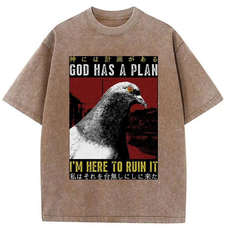 bbb Pigeons That Want To Break The Plan Washed T-Shirt