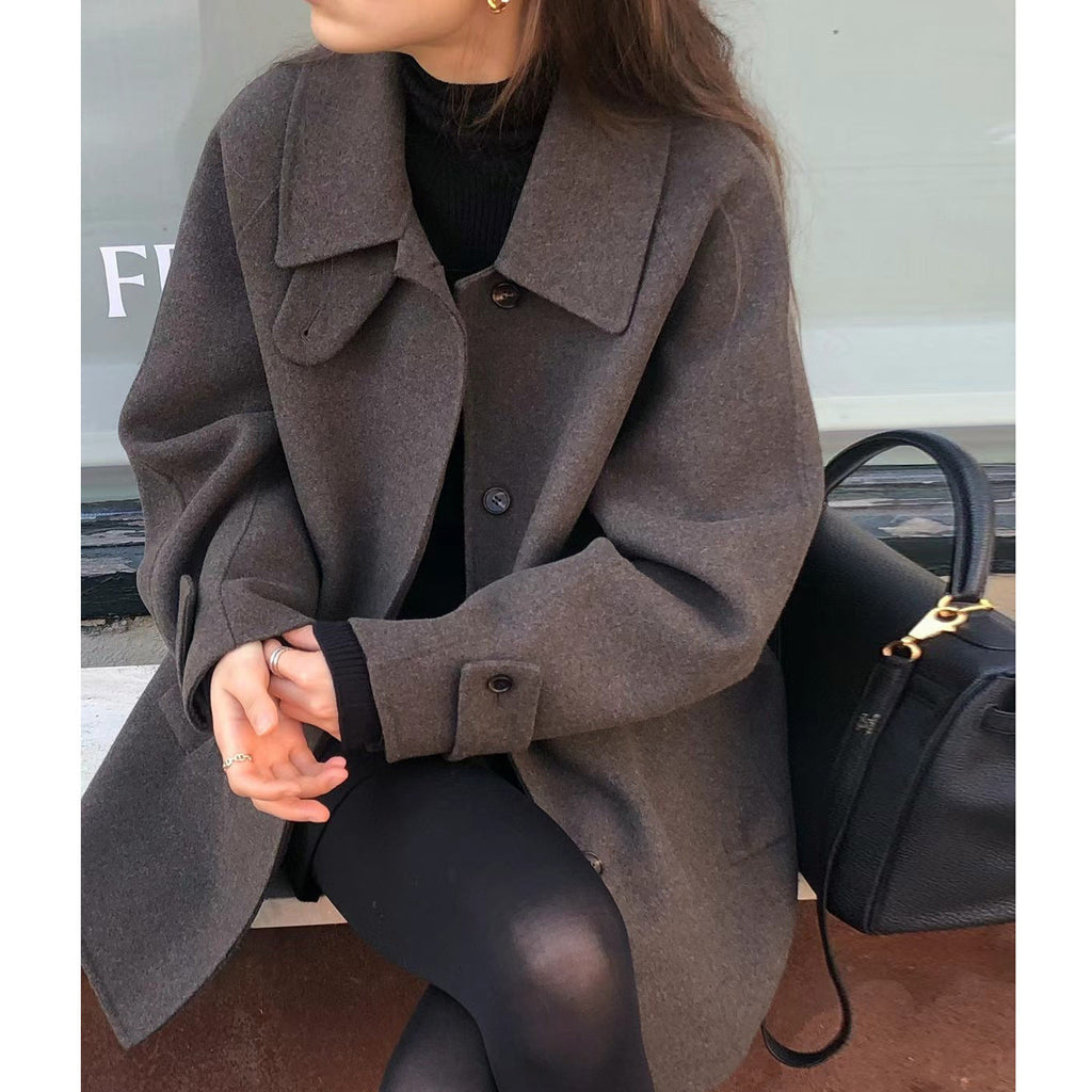 Warmer, klassischer Damen-Wollmantel – mittellang, A-Linie für den Winter