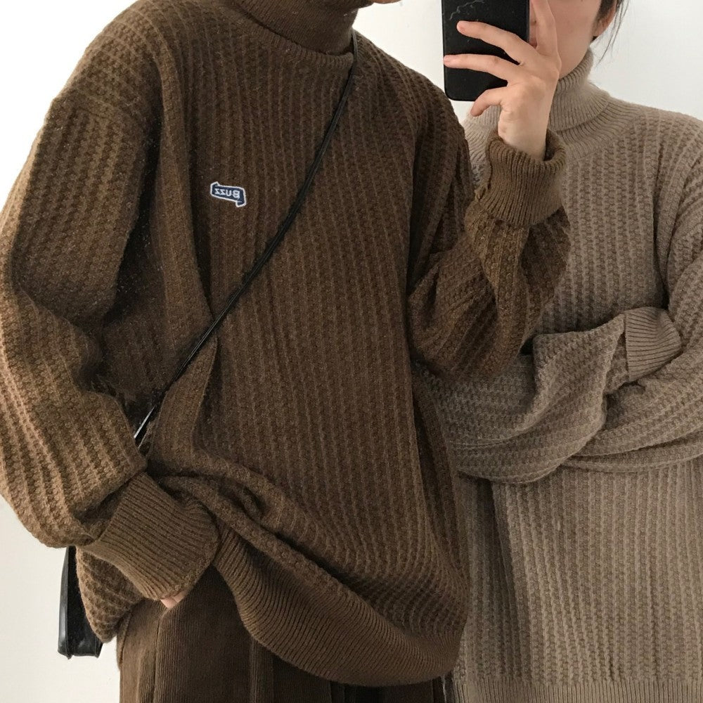 Oversized Unisex-Pullover – Rollkragen, Strick, zum Drunterziehen