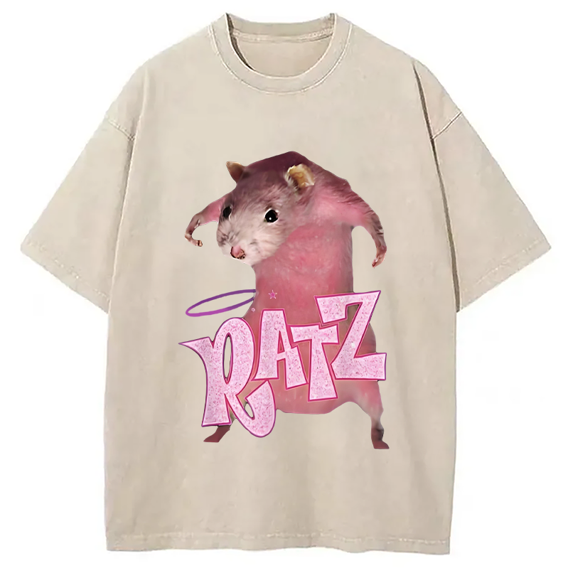 bbb Funny Ratt Pink RATZ Washed T-Shirt