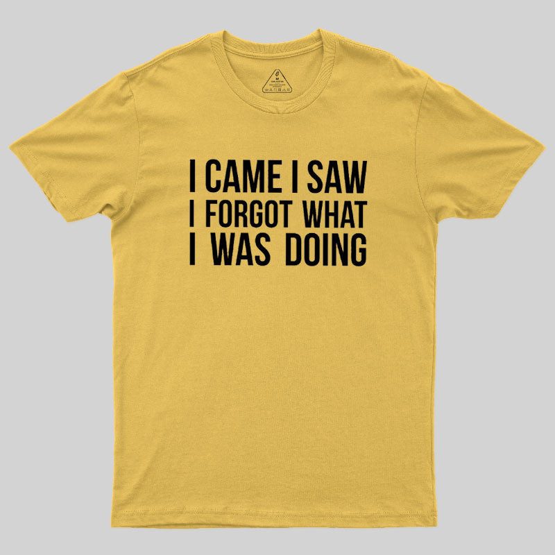 I Came I Saw I Forgot What I Was Doing Humor Joke Quote  T-Shirt