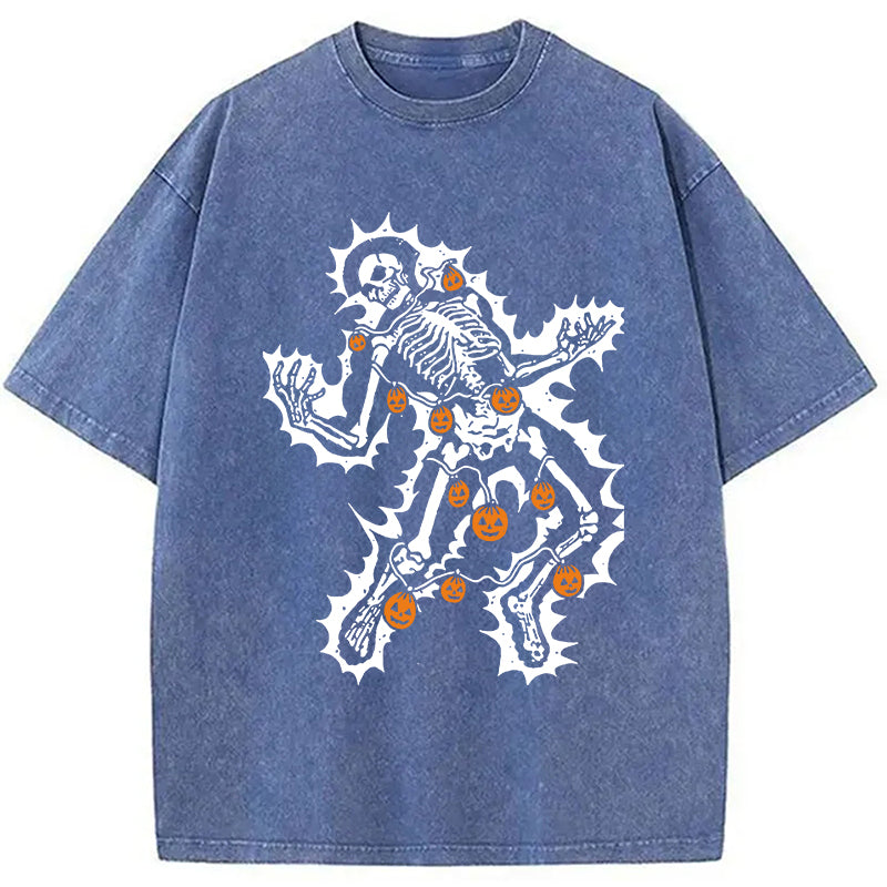 bbb Electrocuted Skeleton Halloween Washed T-Shirt