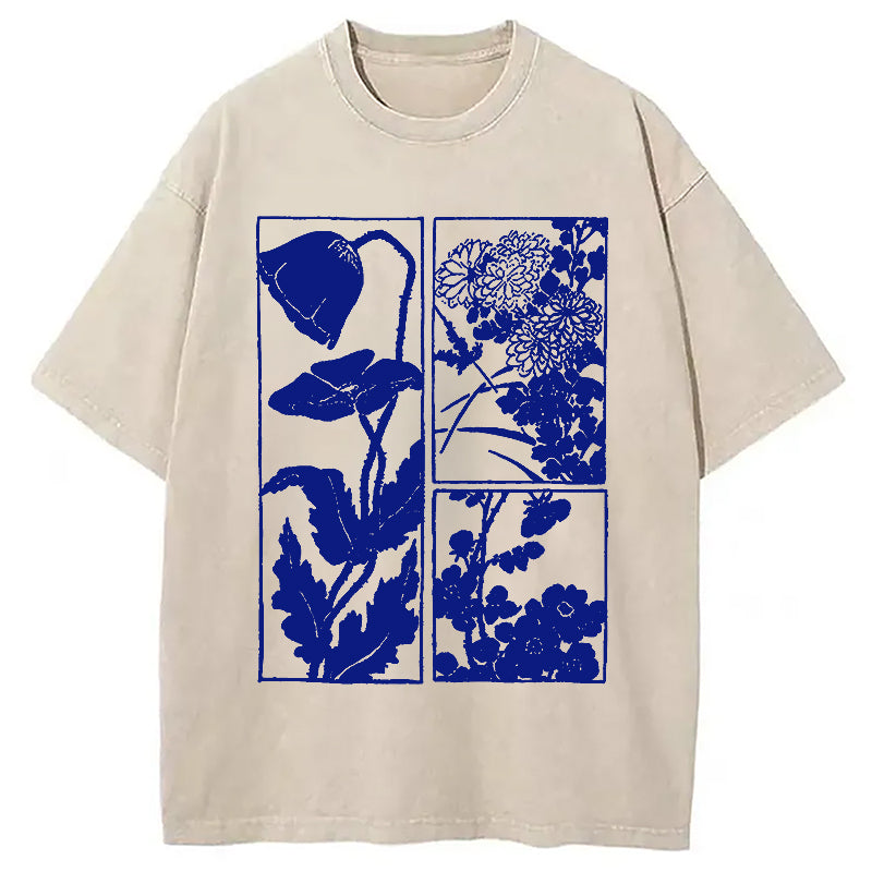bbb Woodcut Flowers Washed T-Shirt