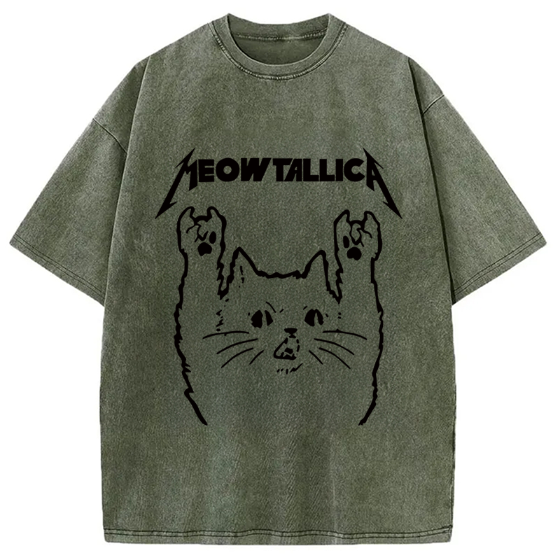 bbb Vintage Album Cat Meowtallica Japan Washed T-Shirt