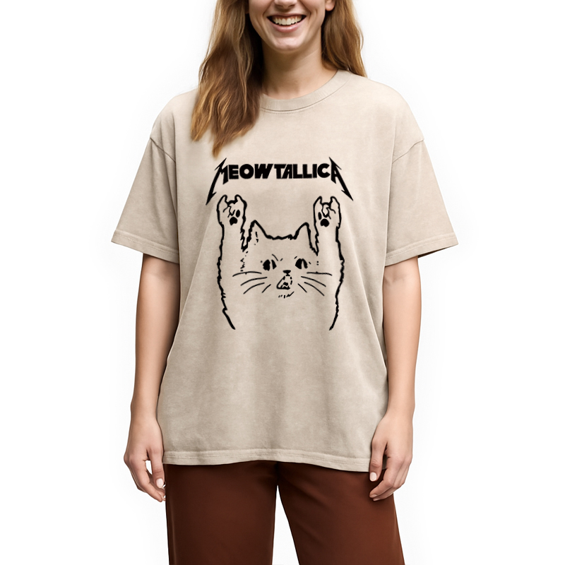 bbb Vintage Album Cat Meowtallica Japan Washed T-Shirt