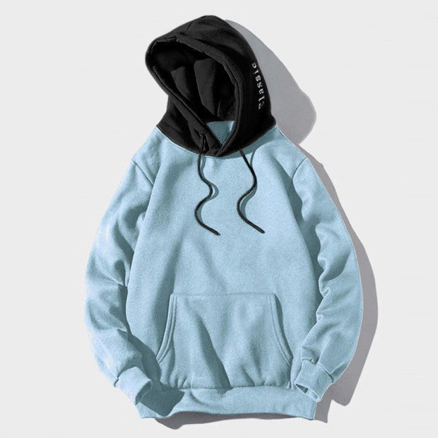 Soft Relaxed Men's Pullover Hoodie - Contrast Hood, Casual