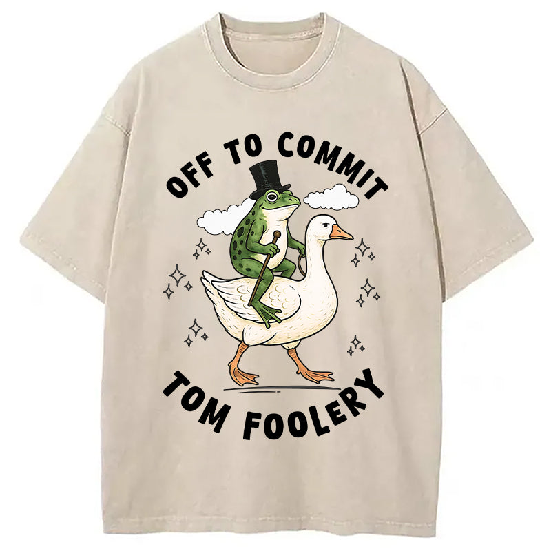 bbb Frog Riding Goose Funny Sarcastic Meme Washed T-Shirt