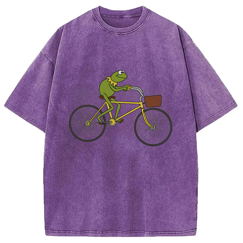 bbb Kermit Riding A Bike Washed T-Shirt