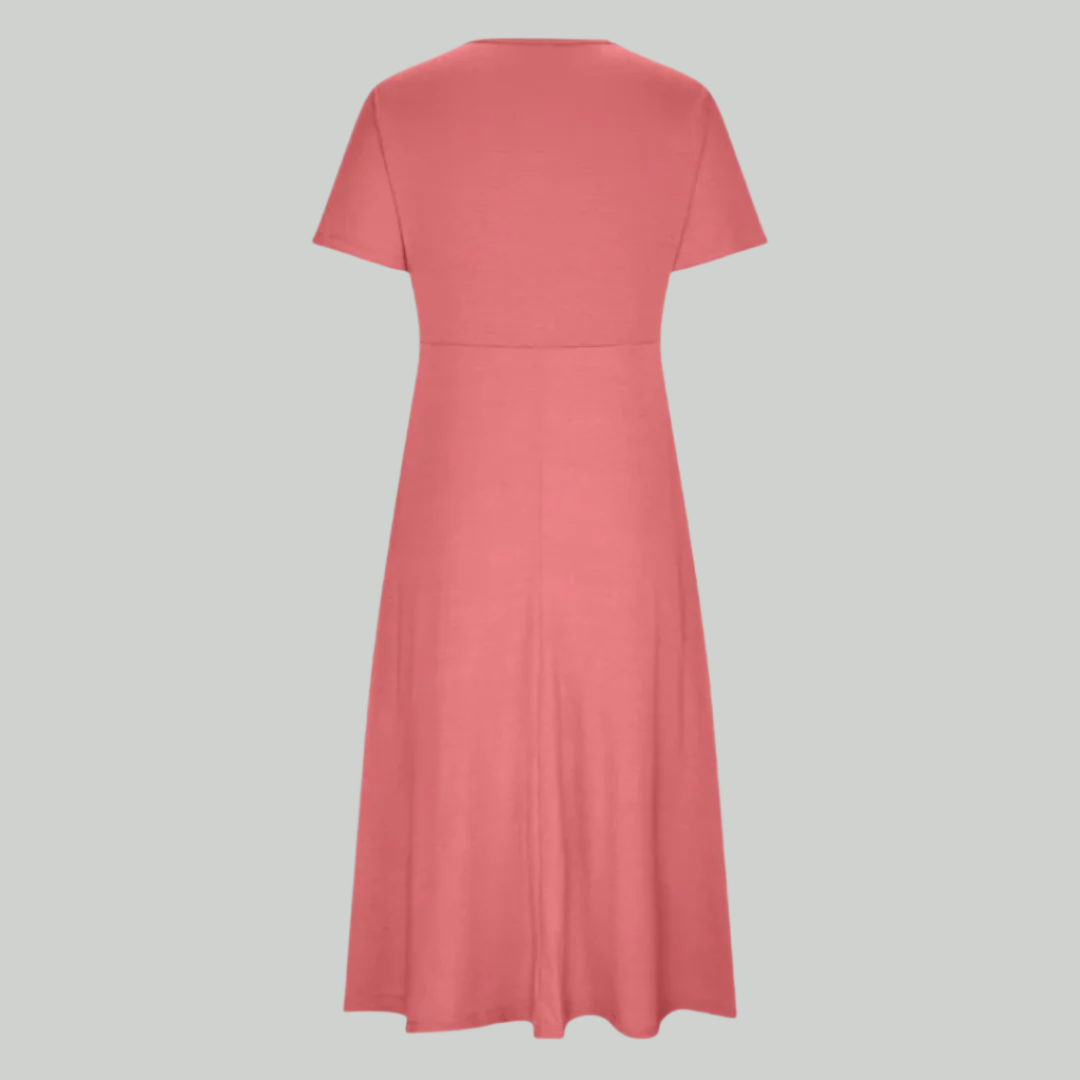 Elegant V-Neck Women's Dress, Flattering Fit in Breathable Fabric, Sizes S to 2XL - Perfect for Formal and Summer Occasions